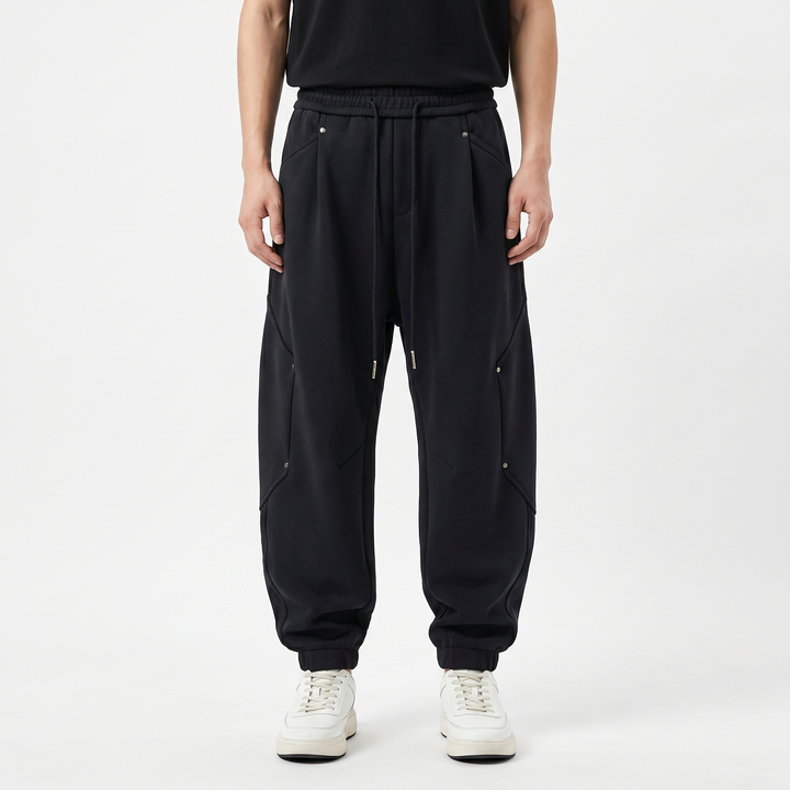 Men's Drop Crotch Jogger Pants Oversized Panelled Seam Detail Streetwear Baggy Sweats