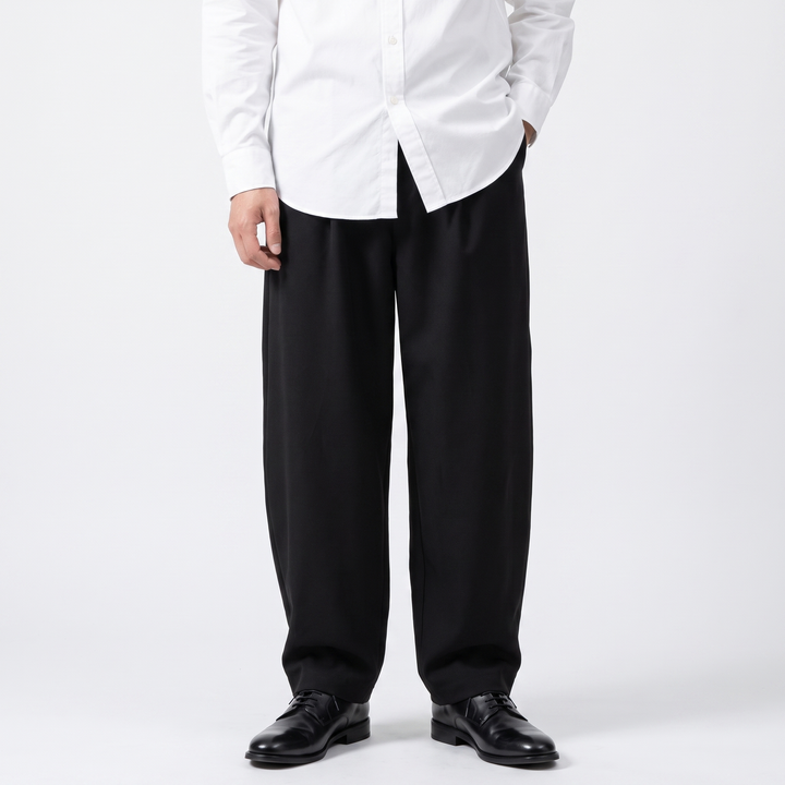 Men's Wide Leg Pleated Trousers Relaxed Fit Smart Casual Pants