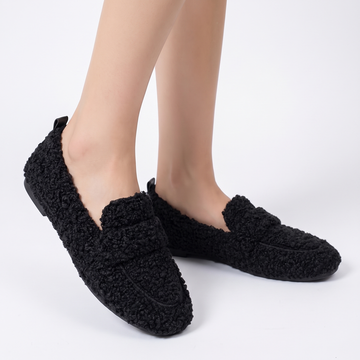 Women's Fluffy Faux Fur Loafers Slip On Flat Cosy Teddy Shoes Winter Moccasins