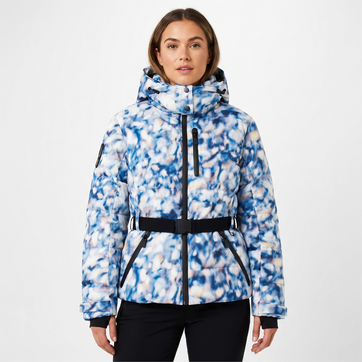 Women's Hooded Puffer Jacket Belted Padded Winter Coat Insulated Outerwear