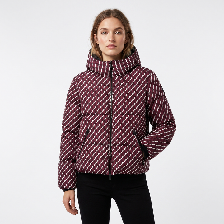 Women's Hooded Puffer Jacket Belted Padded Winter Coat Insulated Outerwear