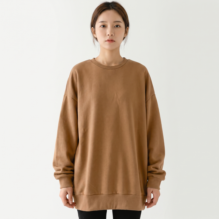 Women's Oversized Fleece Sweatshirt Crew Neck Long Sleeve Casual Pullover Top