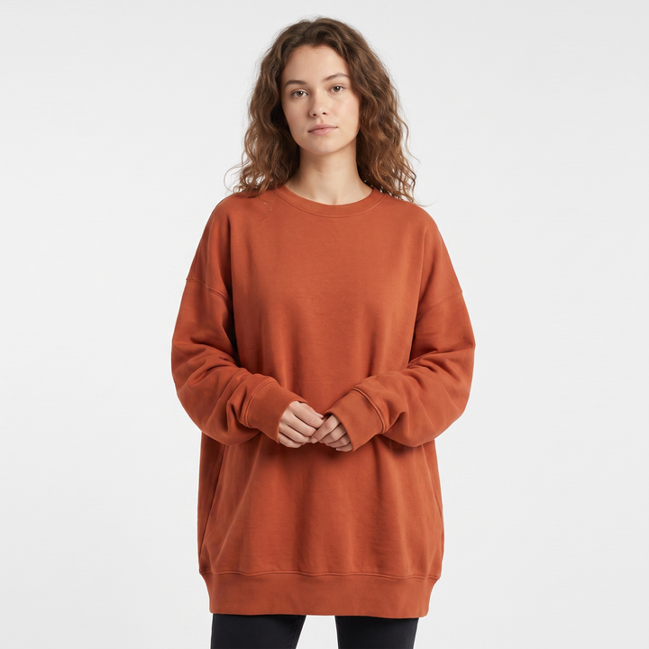 Women's Oversized Fleece Sweatshirt Crew Neck Long Sleeve Casual Pullover Top