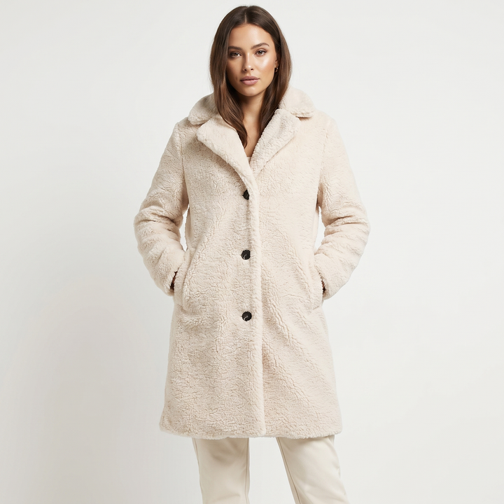 Women's Teddy Bear Coat Faux Shearling Button Up Lapel Long Warm Winter Jacket