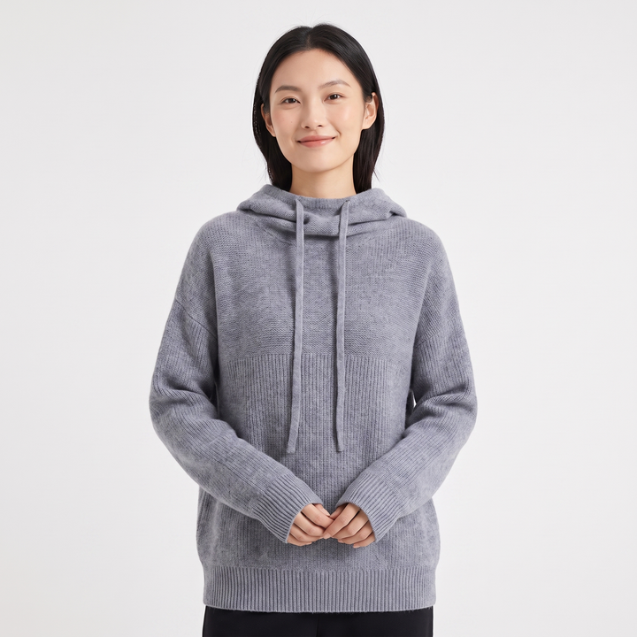 Women's Oversized Knit Hoodie Sweater Drawstring Hooded Pullover Casual Jumper