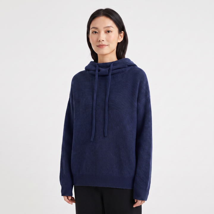 Women's Oversized Knit Hoodie Sweater Drawstring Hooded Pullover Casual Jumper