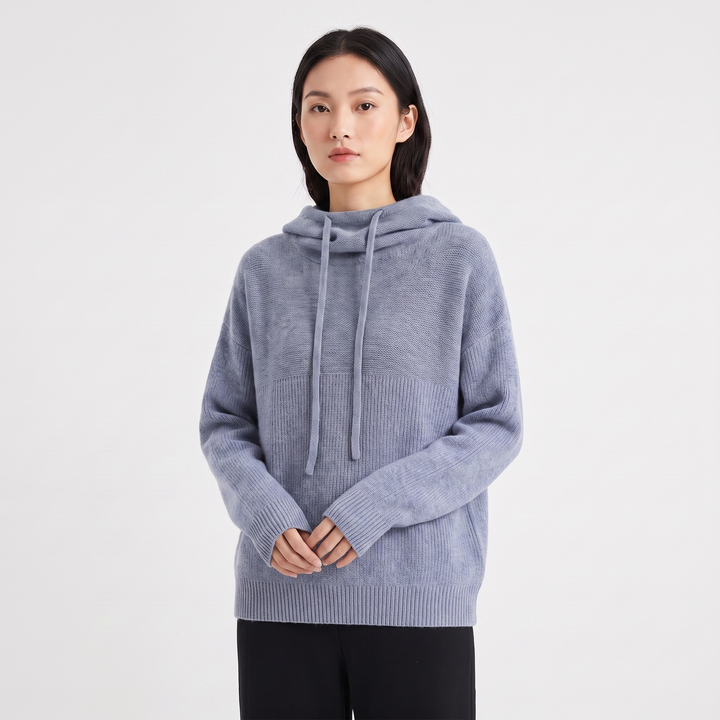 Women's Oversized Knit Hoodie Sweater Drawstring Hooded Pullover Casual Jumper