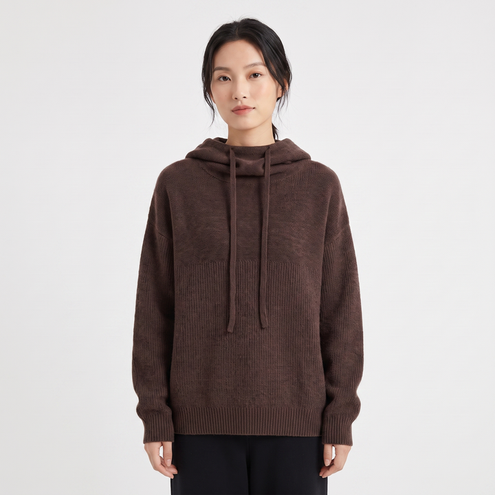 Women's Oversized Knit Hoodie Sweater Drawstring Hooded Pullover Casual Jumper