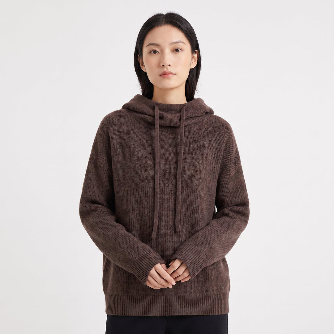 Women's Oversized Knit Hoodie Sweater Drawstring Hooded Pullover Casual Jumper