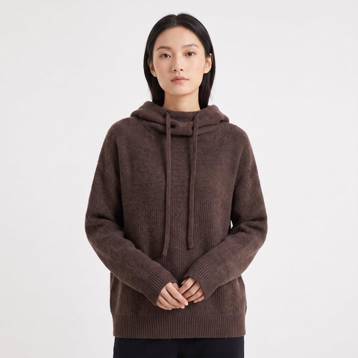 Women's Oversized Knit Hoodie Sweater Drawstring Hooded Pullover Casual Jumper