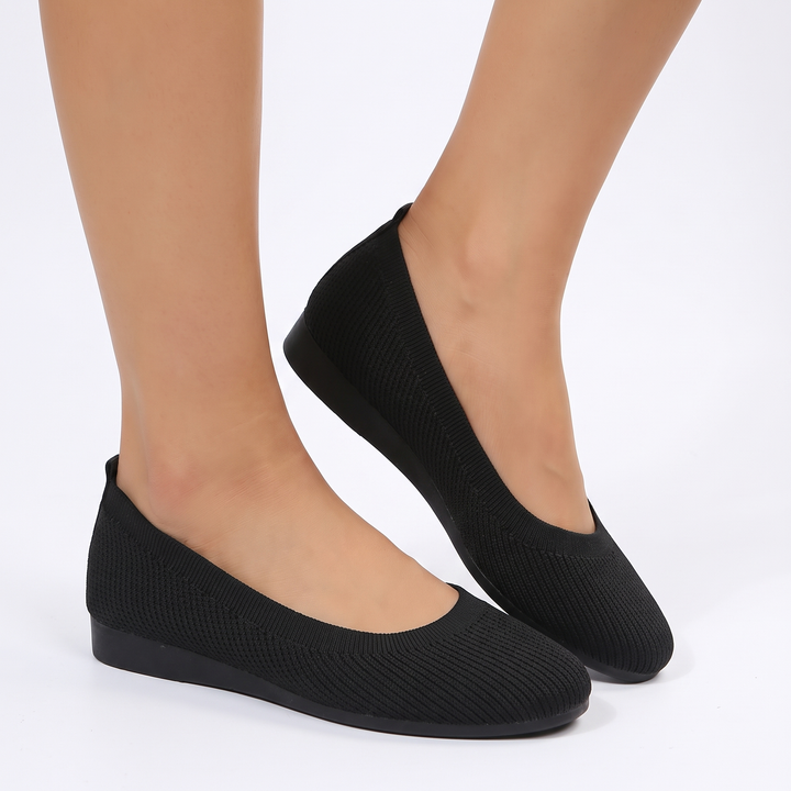 Women's Knit Ballet Flats Slip On Comfort Flat Shoes Breathable Casual