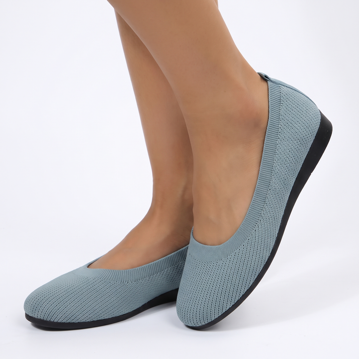 Women's Knit Ballet Flats Slip On Comfort Flat Shoes Breathable Casual