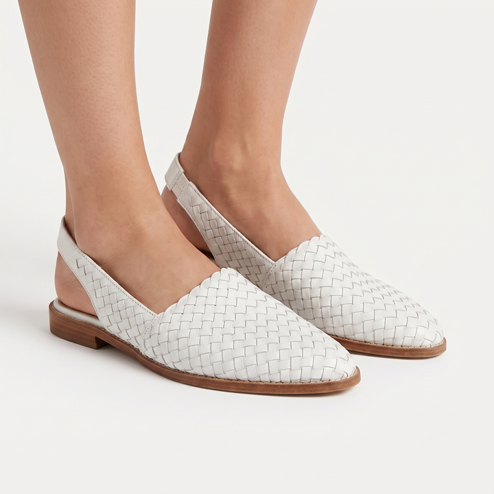 Women's Woven Pointed Toe Flat Shoes Slip On Leather Look Casual Loafer