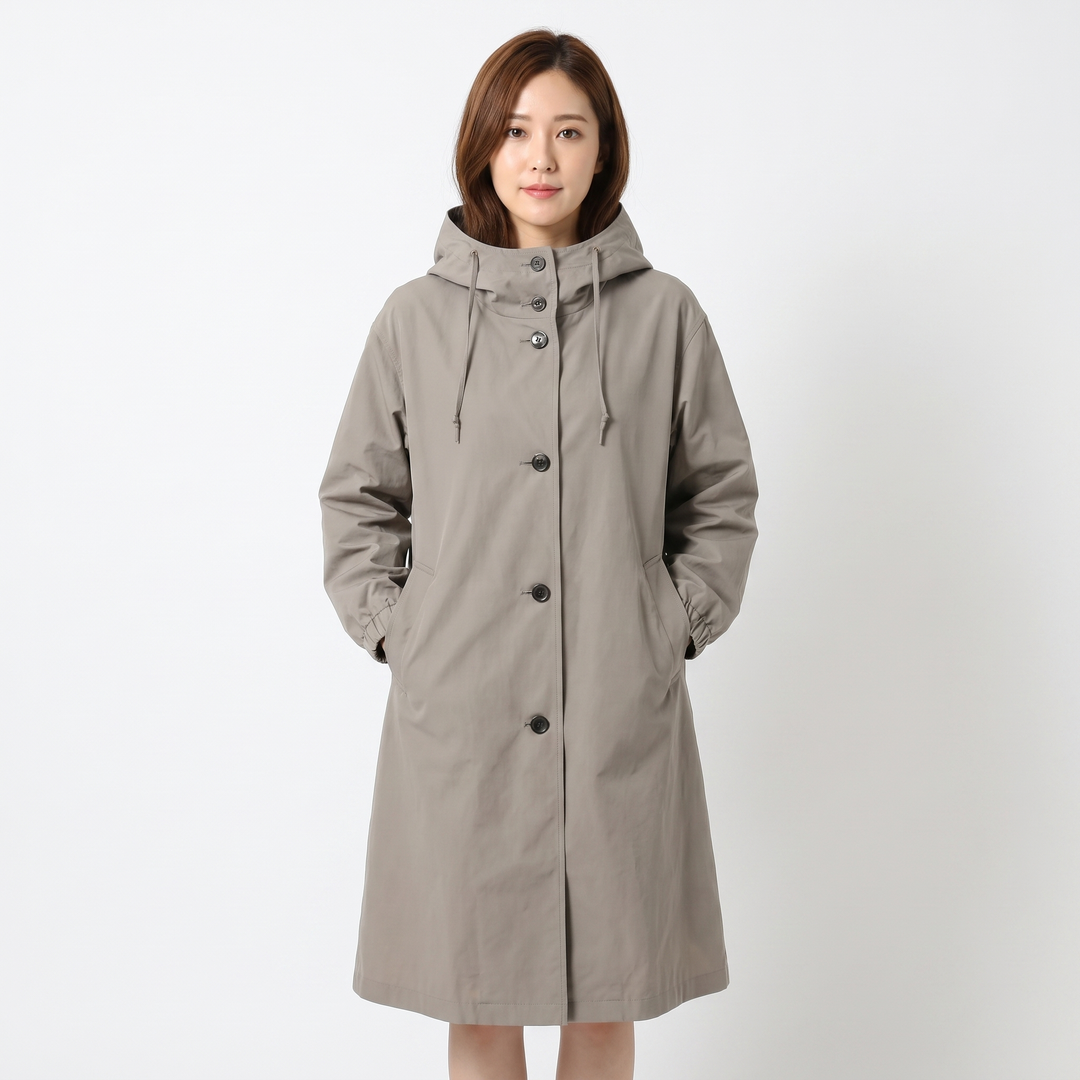 Women's Oversized Hooded Trench Coat Button Front Longline Casual Windbreaker Jacket