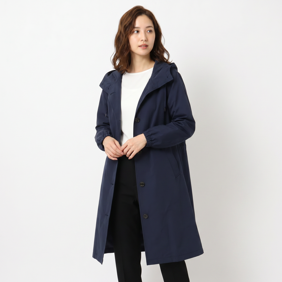 Women's Oversized Hooded Trench Coat Button Front Longline Casual Windbreaker Jacket