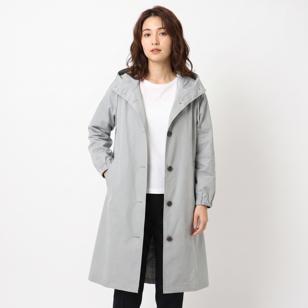 Women's Oversized Hooded Trench Coat Button Front Longline Casual Windbreaker Jacket