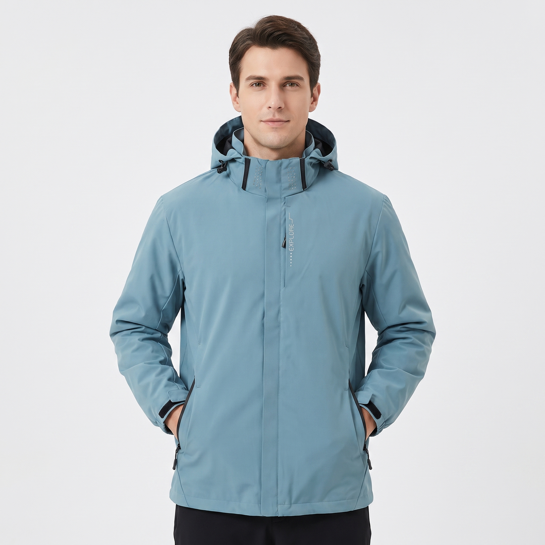 Unisex Waterproof Hooded Outdoor Jacket Windproof Zip Up Hiking Rain Shell Coat