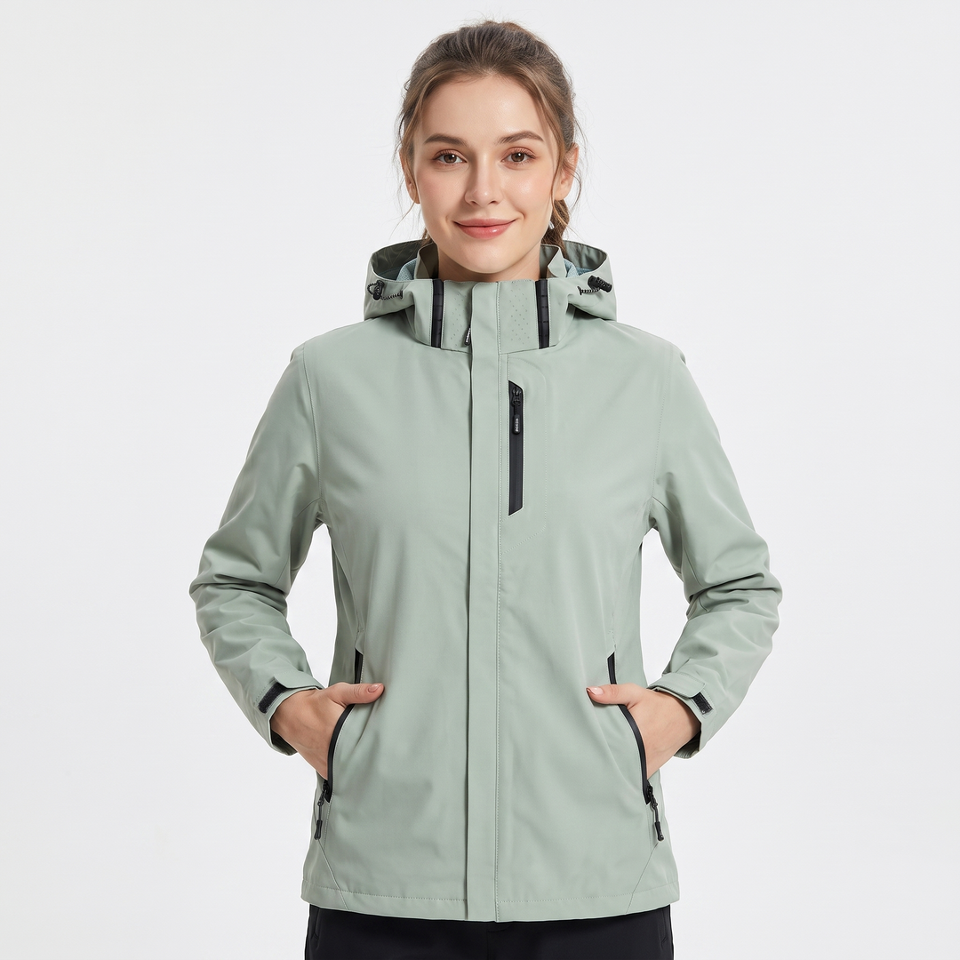 Unisex Waterproof Hooded Outdoor Jacket Windproof Zip Up Hiking Rain Shell Coat