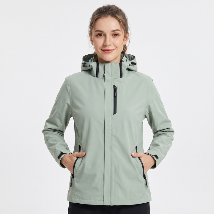 Unisex Waterproof Hooded Outdoor Jacket Windproof Zip Up Hiking Rain Shell Coat