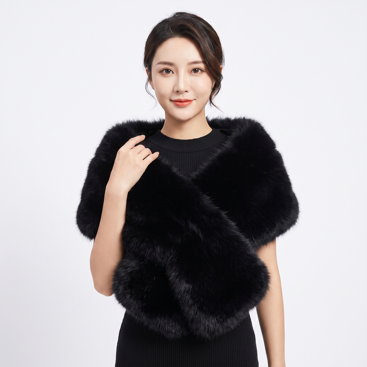 Women's Faux Fur Bridal Wrap Shawl Fluffy Stole Wedding Evening Cape Cover Up