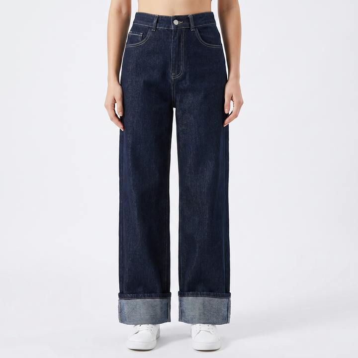 Women's Denim Jacket and Wide-Leg Jeans Set Cropped Two-Piece Outfit