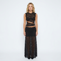 Women's Lace Two-Piece Set Sleeveless Cutout Top Maxi Skirt