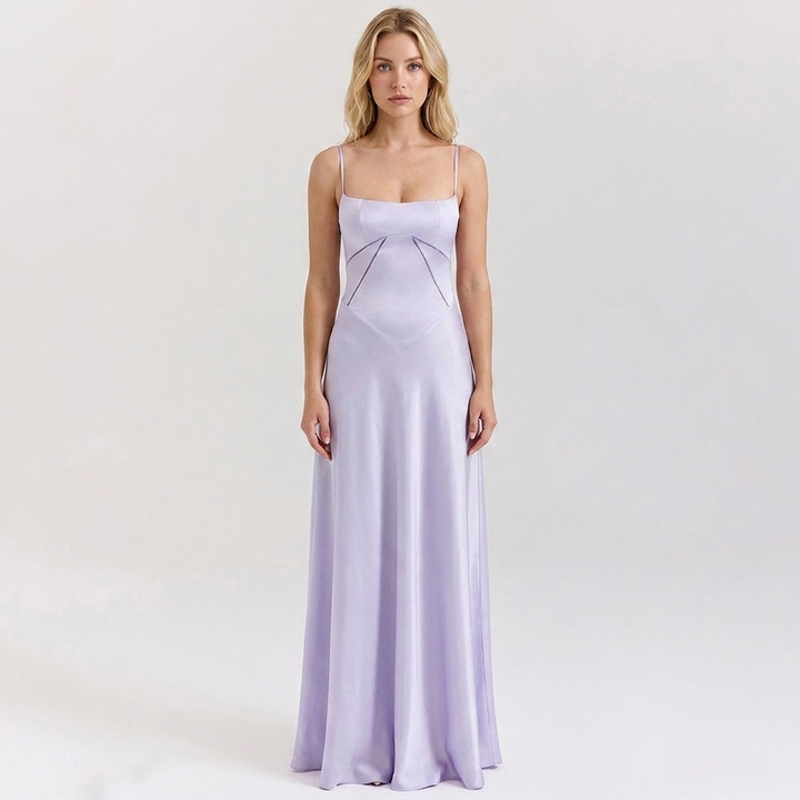Women's Floral Jacquard Slip Dress Sweetheart Neck Maxi