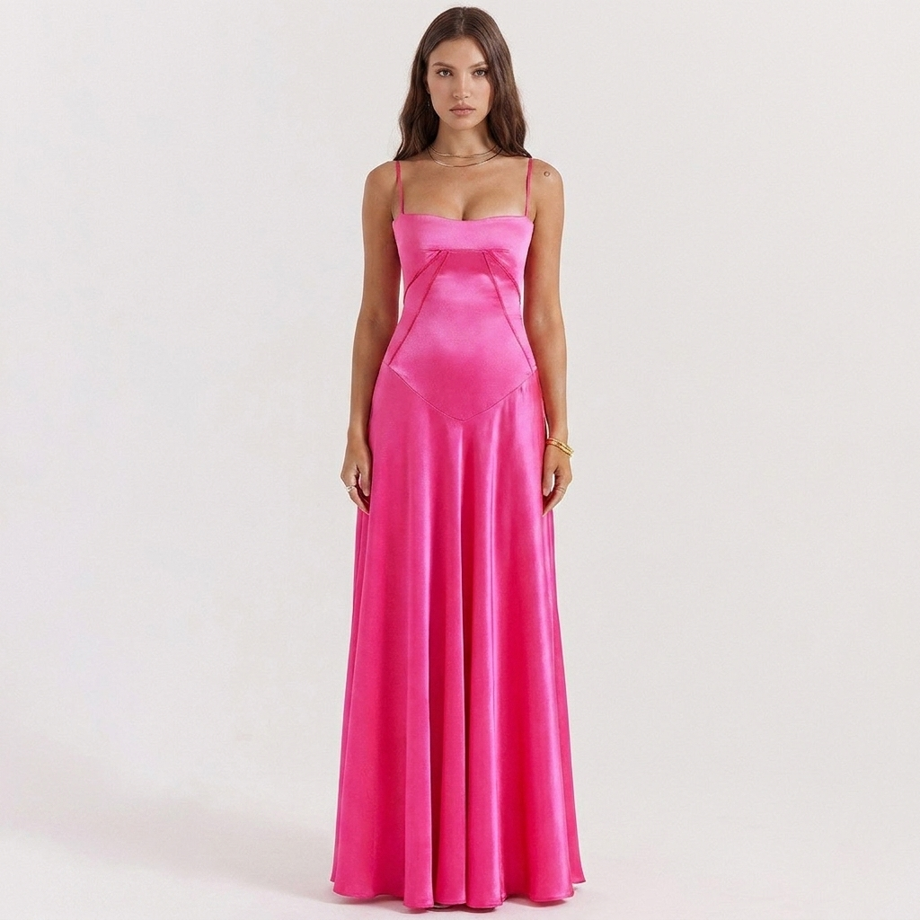 Women's Floral Jacquard Slip Dress Sweetheart Neck Maxi