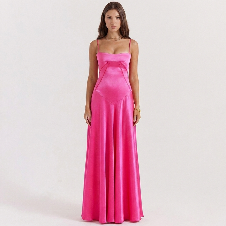 Women's Floral Jacquard Slip Dress Sweetheart Neck Maxi