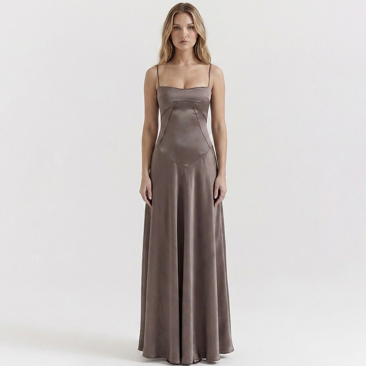 Women's Floral Jacquard Slip Dress Sweetheart Neck Maxi
