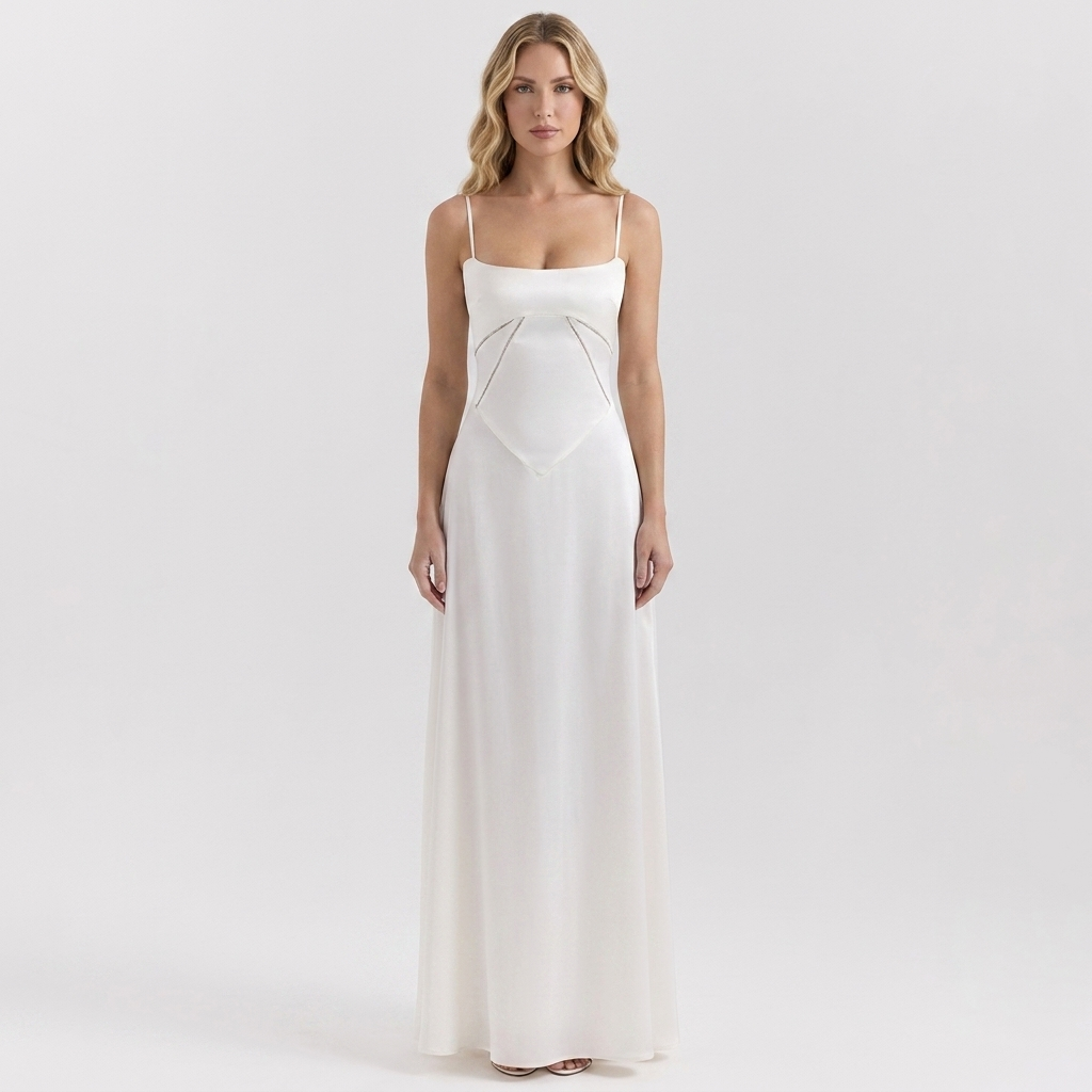 Women's Floral Jacquard Slip Dress Sweetheart Neck Maxi