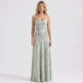 Women's Floral Jacquard Slip Dress Sweetheart Neck Maxi
