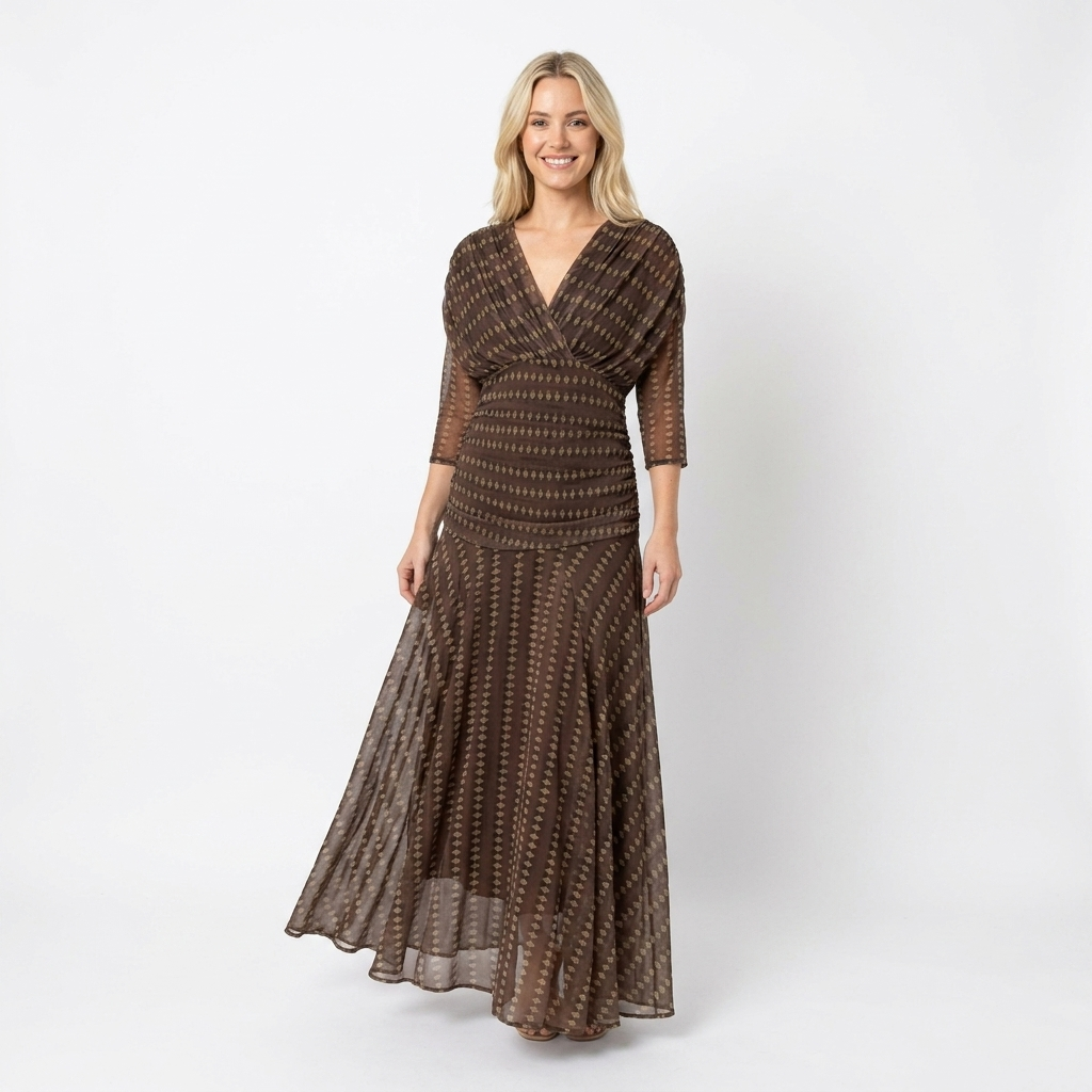 Women's Off-Shoulder Floral Print Maxi Dress Ruched Waist Flowy