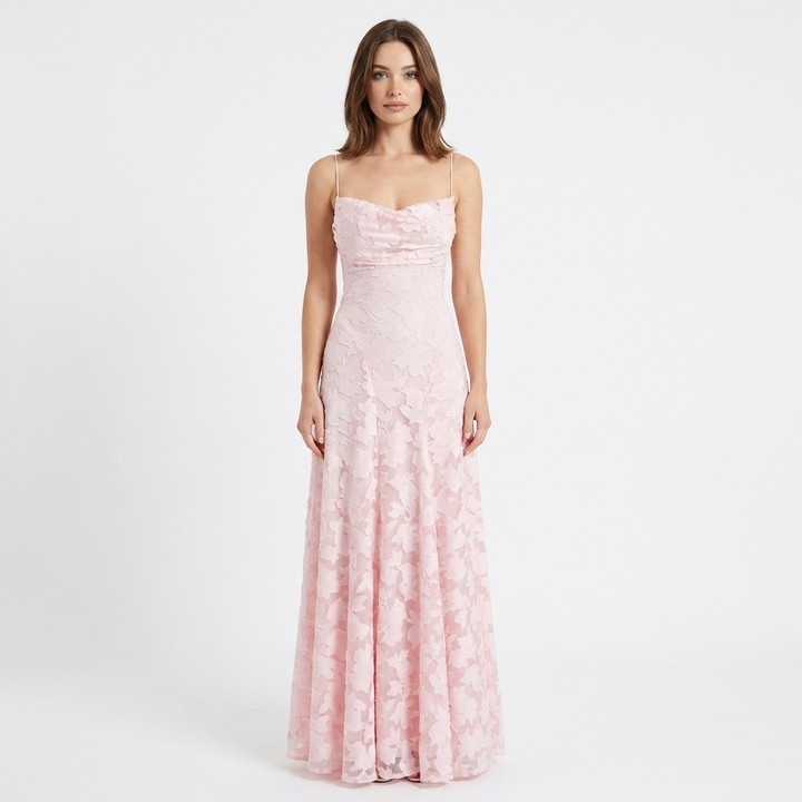 Women's Lace Maxi Dress Spaghetti Strap Square Neck A-Line