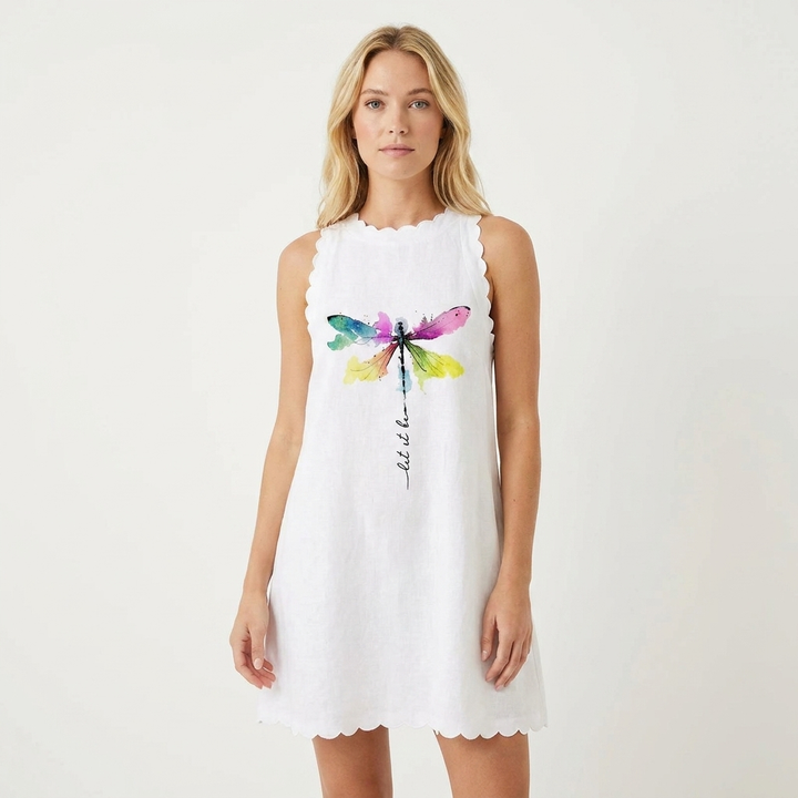 Women's Halter Mini Dress Scalloped Sleeveless A-Line Summer