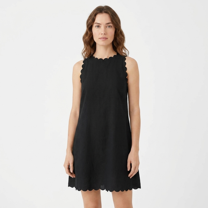 Women's Halter Mini Dress Scalloped Sleeveless A-Line Summer