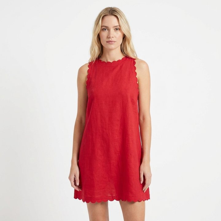 Women's Halter Mini Dress Scalloped Sleeveless A-Line Summer
