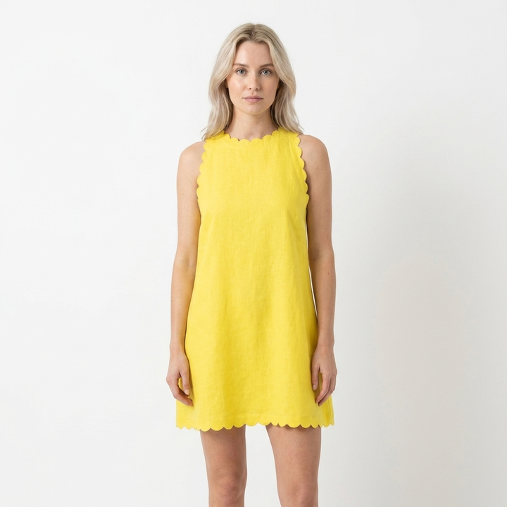 Women's Halter Mini Dress Scalloped Sleeveless A-Line Summer