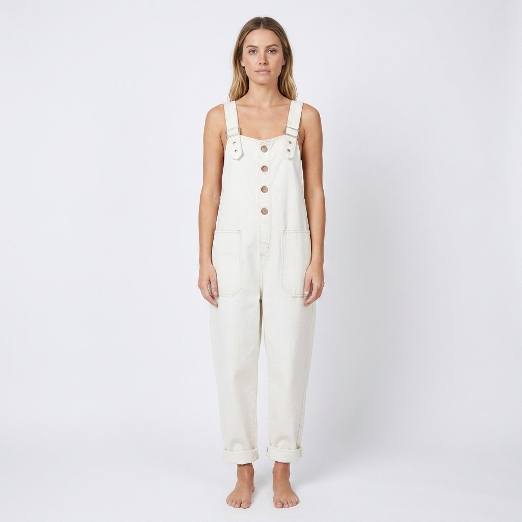 Women's Denim Overalls Baggy Fit Adjustable Strap Jumpsuit