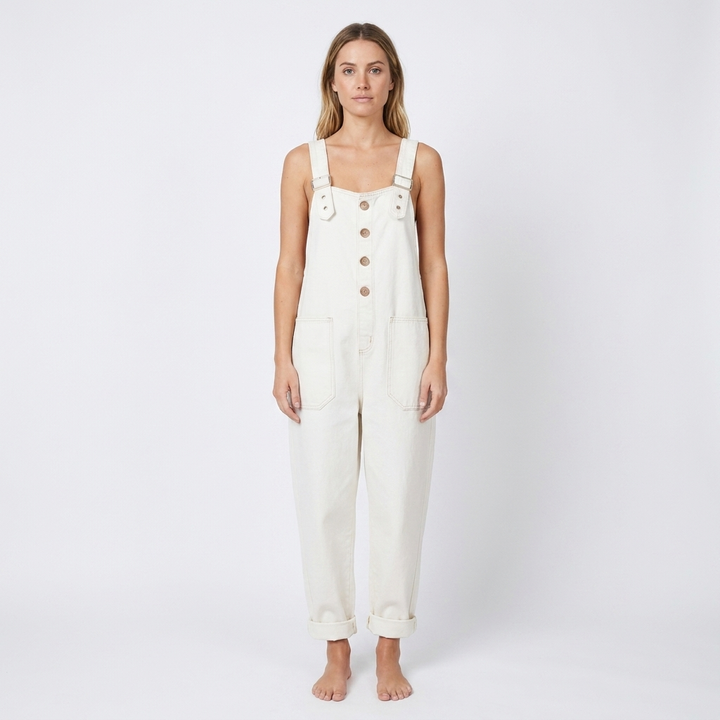 Women's Denim Overalls Baggy Fit Adjustable Strap Jumpsuit