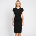 Women's Twist-Front Midi Dress Short Sleeve Bodycon Casual
