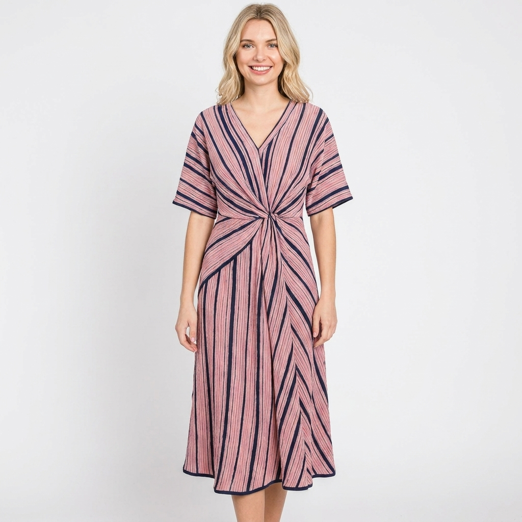 Women's Two-Piece Set Contrast-Trim V-Neck Top Wide-Leg Pants