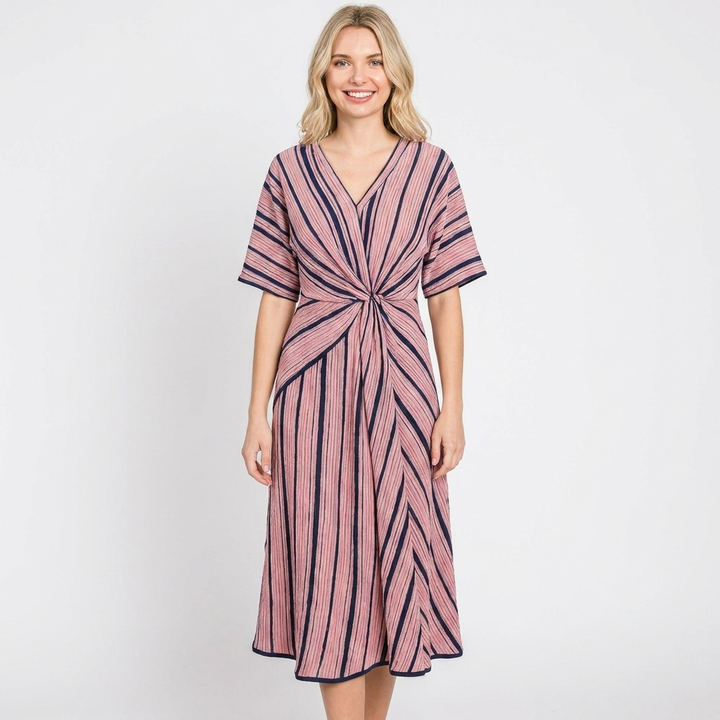 Women's Two-Piece Set Contrast-Trim V-Neck Top Wide-Leg Pants