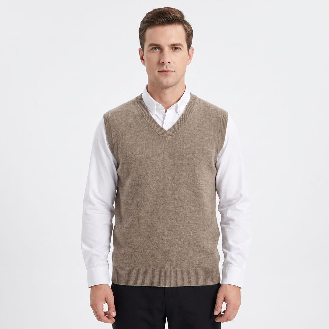 Men's Sleeveless V-Neck Sweater Vest Knit Wool Casual Pullover