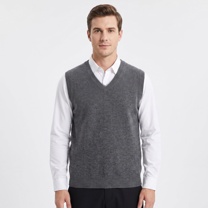 Men's Sleeveless V-Neck Sweater Vest Knit Wool Casual Pullover