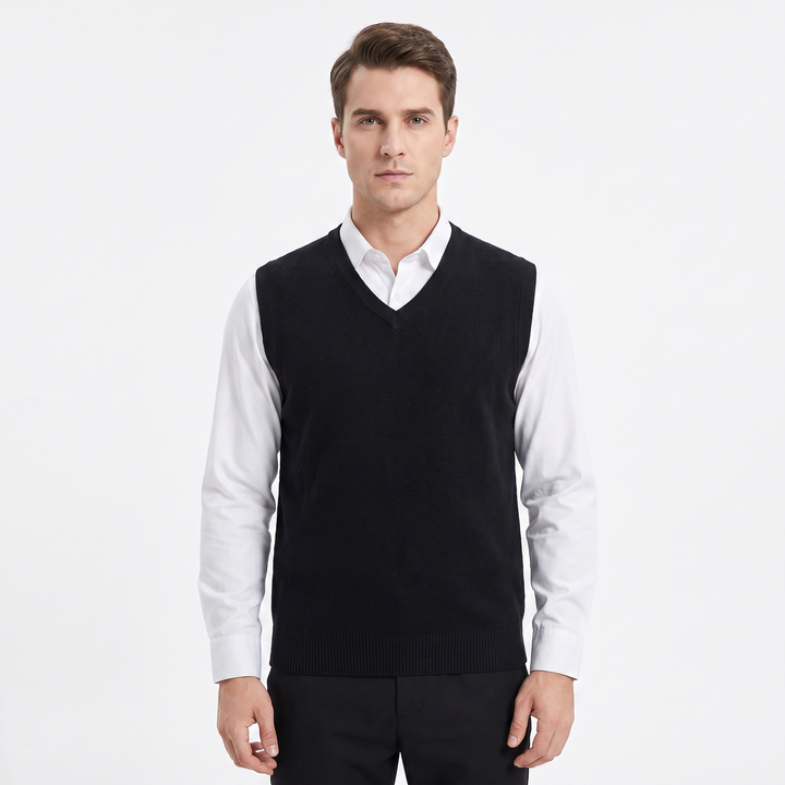 Men's Sleeveless V-Neck Sweater Vest Knit Wool Casual Pullover