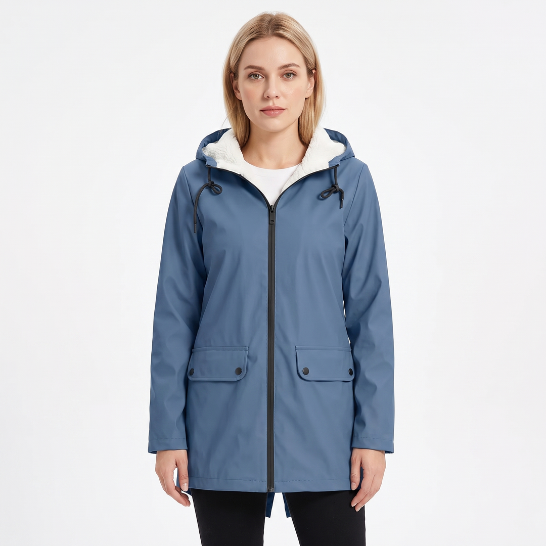 Women's Fleece-Lined Hooded Rain Jacket Waterproof Winter Parka Coat