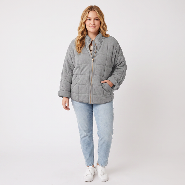 Women's Quilted Puffer Jacket Oversized Zip-Up Padded Casual Coat