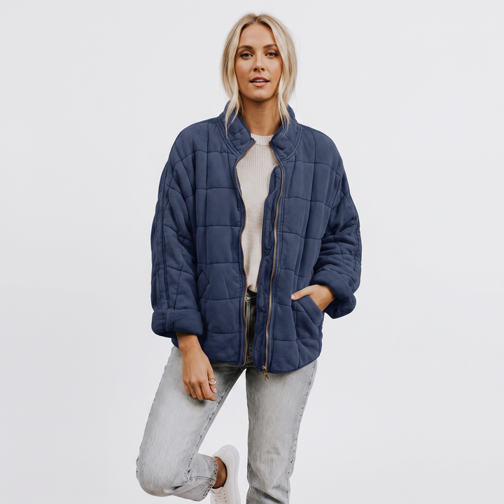 Women's Quilted Puffer Jacket Oversized Zip-Up Padded Casual Coat