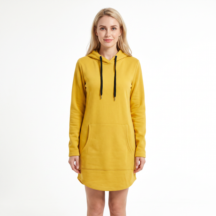 Women's Hoodie Dress Long Sleeve Fleece Pullover With Pocket